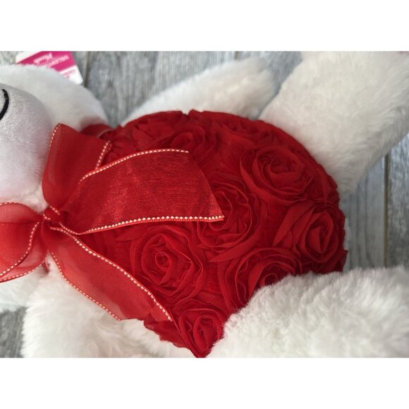 Teddy‎ Bear Plush Red Roses Bow 14" Valentine Love Way to Celebrate White NWT - Picture 6 of 12